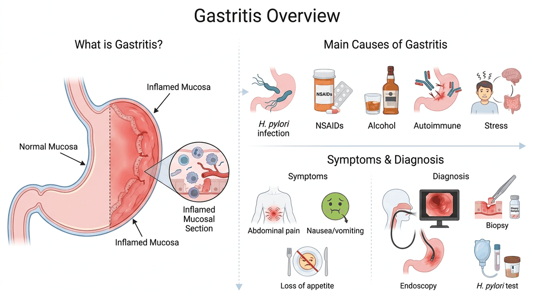 Gastritis overview: what it is, main causes, symptoms, and how it is diagnosed